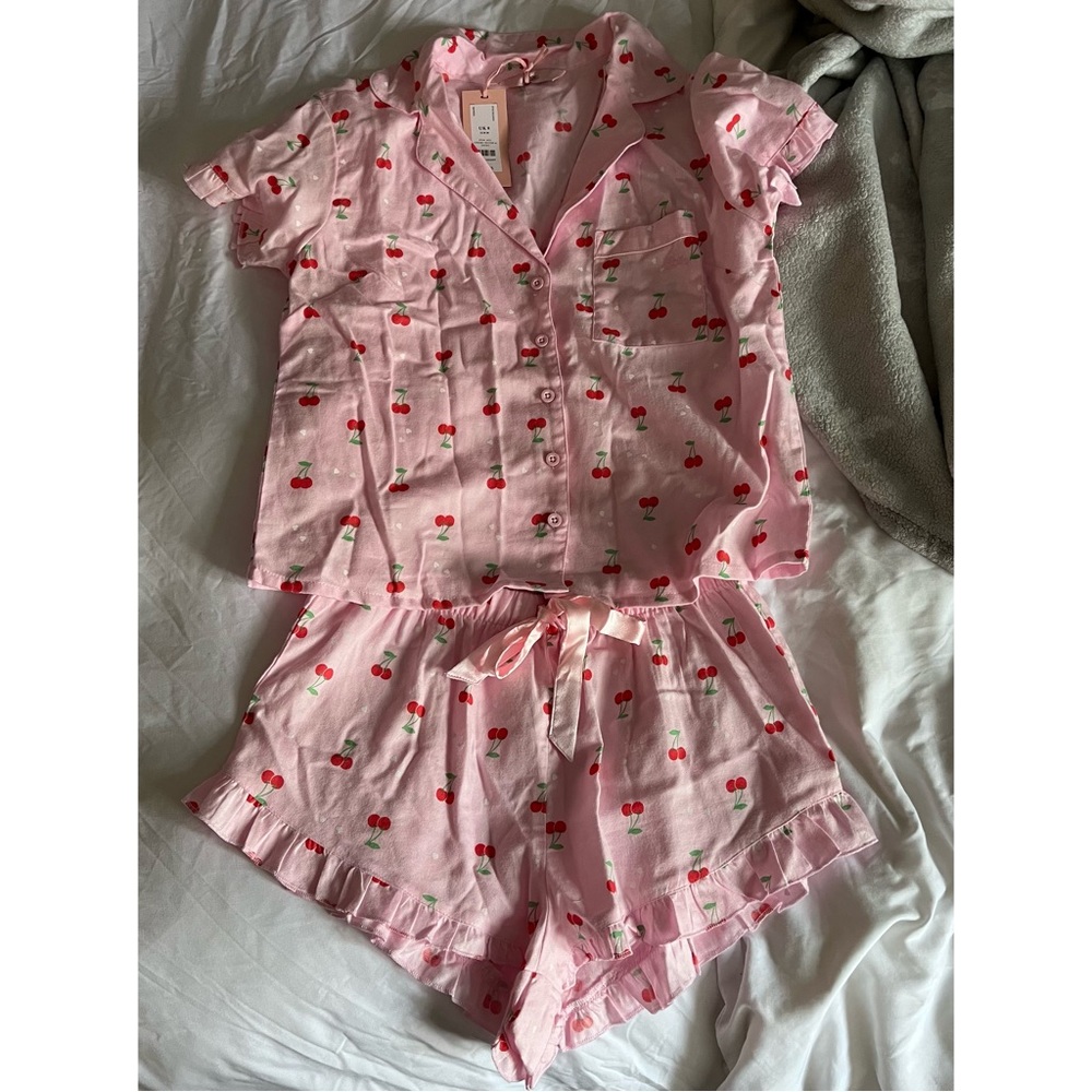 Boux Avenue pink cherry Pajama set (100% cotton) , lightly worn.